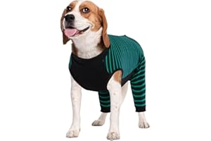 Kuoser Dog Recovery Suit for Back Legs,Soft Dog Surgery Suit with Sleeves to Stop Licking,Dogs Recovery Sleeve Elbow Protector Pet Surgical Onesie for Abdominal Wounds Dogs Cone Alternative,Green M
