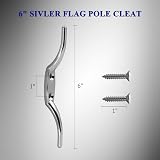 Anley 2 PCS Silver Flagpole Halyard Rope Cleat Hook 6 Inch Zinc Alloy view 6