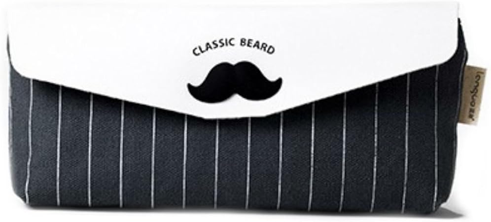 Amazon Japonic 帆布製 シンプルな舟型ペンケース かわいいひげマークがチャームポイント 大容量で使い勝手も抜群 2種類で展開 ホワイトｘネイビー ペンケース 文房具 オフィス用品