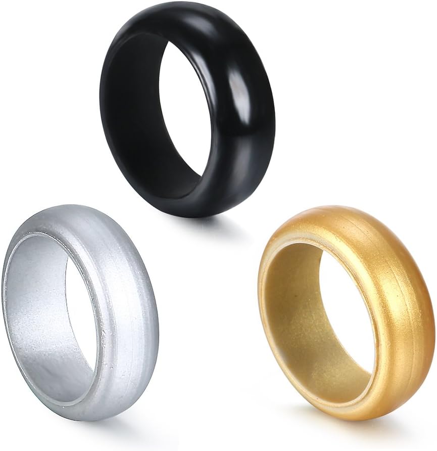 BBX Exercise Bands 3 PCS Sets-Comfort Fit Silicone Wedding Band Rings for Men and Women 3-Color Sets Black/Gold/Silver
