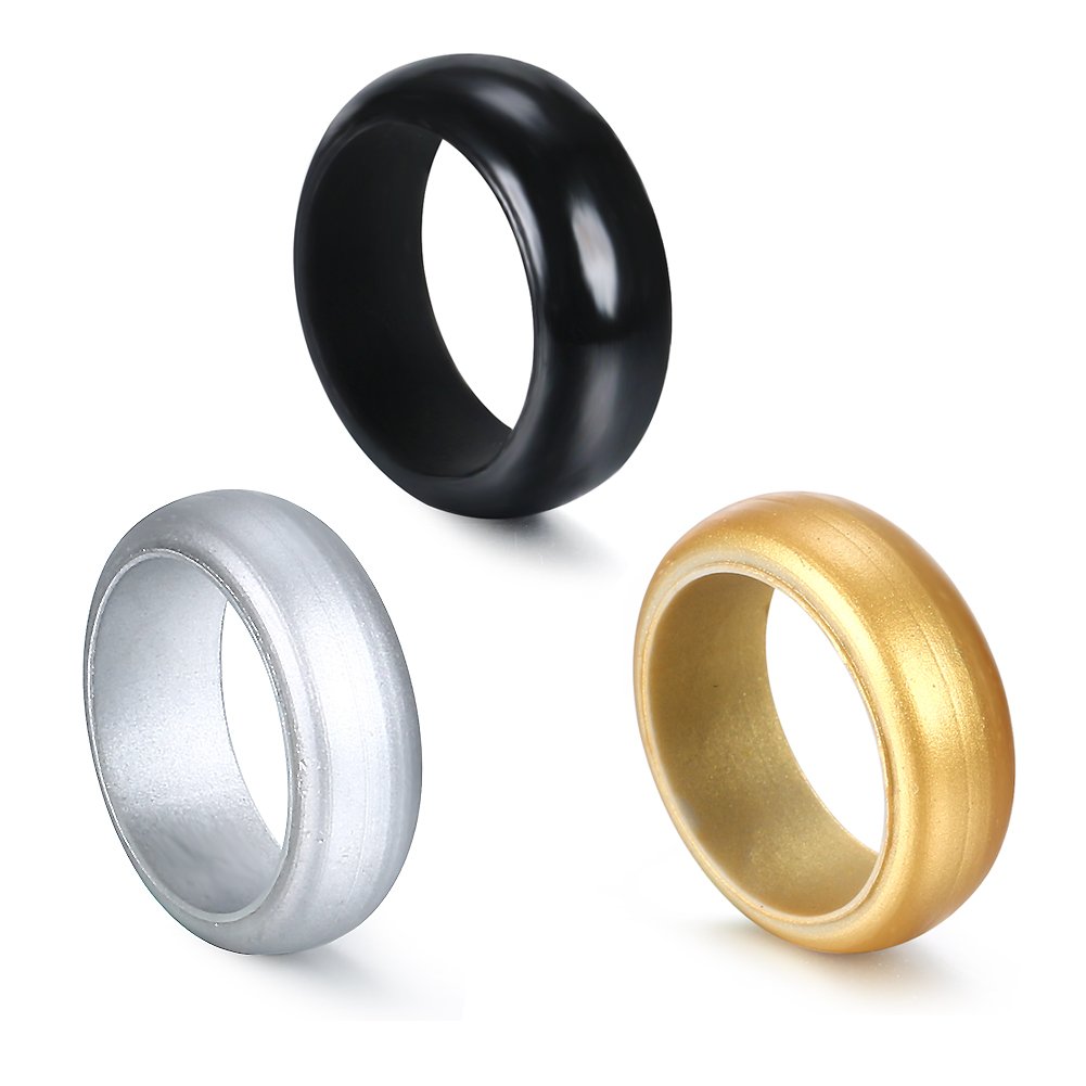 BBX Exercise Bands 3 PCS Sets-Comfort Fit Silicone Wedding Band Rings for Men and Women 3-Color Sets Black/Gold/Silver