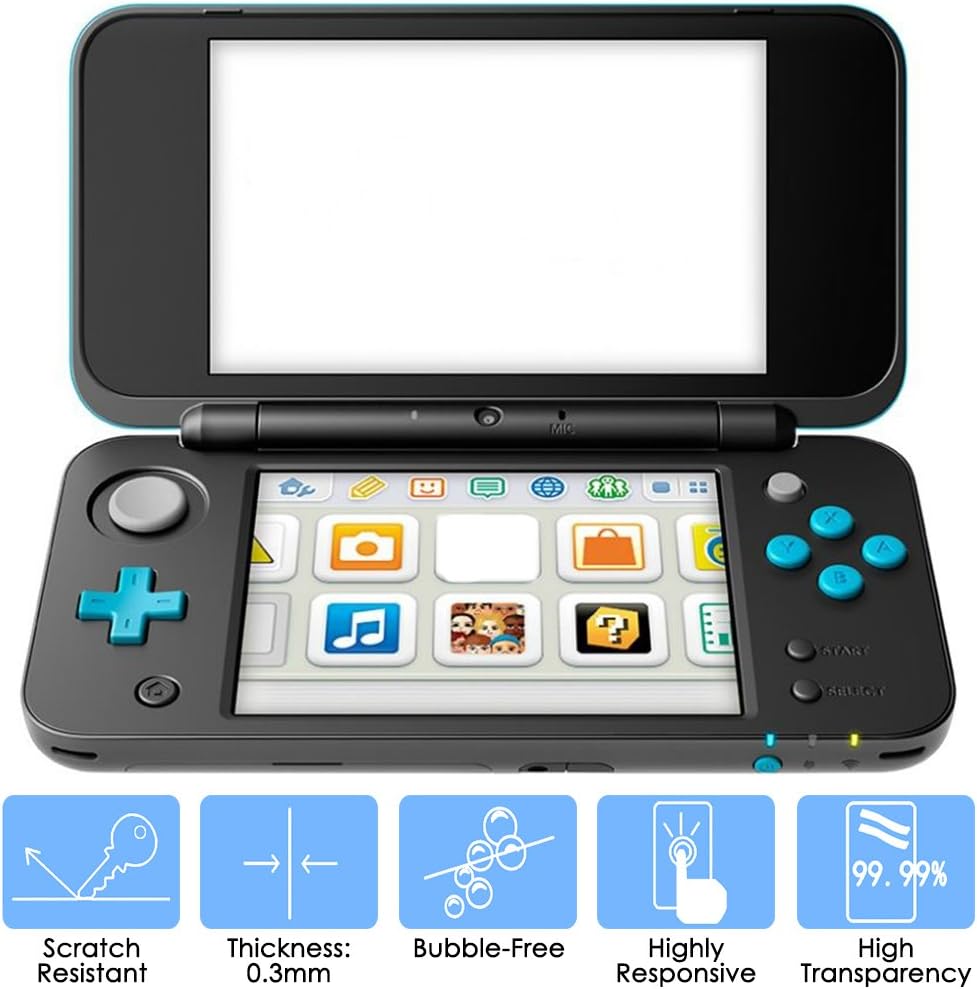 AFUNTA Screen Protector Compatible Nintendo 2DS XL, 2 Pack (4 Pcs) Tempered Glass for Top and Bottom Screen, 2DS Protective Films Accessory: Computers & Accessories