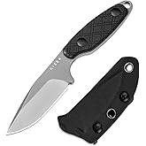 Kizer Muskrat Fixed Blade Knife, Argyle Pattern Black G10 Handle | 3.15" D2 Clip Point Black Blade, Small EDC Neck Knife with Black Sheath for Outdoor Hunting Survival Camping, 1064M3