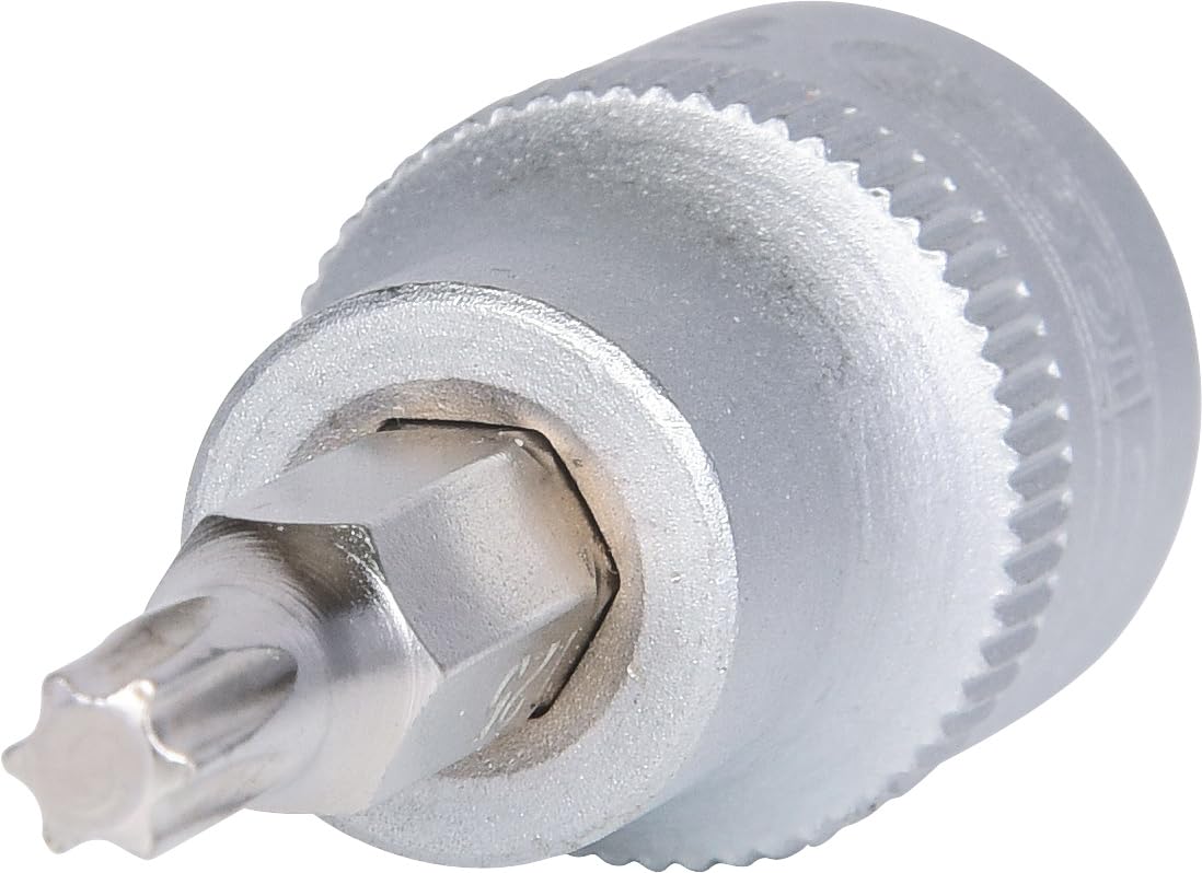 '3/8 Inch TX Bit Socket T25 O. Bore, Matt Chrome-Plated on Hanger