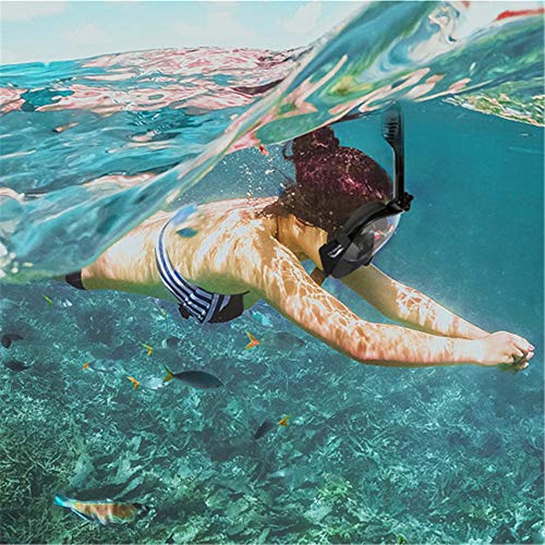 RegeMoudal Snorkel Mask Panoramic View Scuba Diving Mask with Panoramic Full Face Design- Longer Ventilation Pipe, Watertight, Anti Fog & Anti Leak Technology,for Diving Swimming (Black, L/XL) - Thumbnail 6