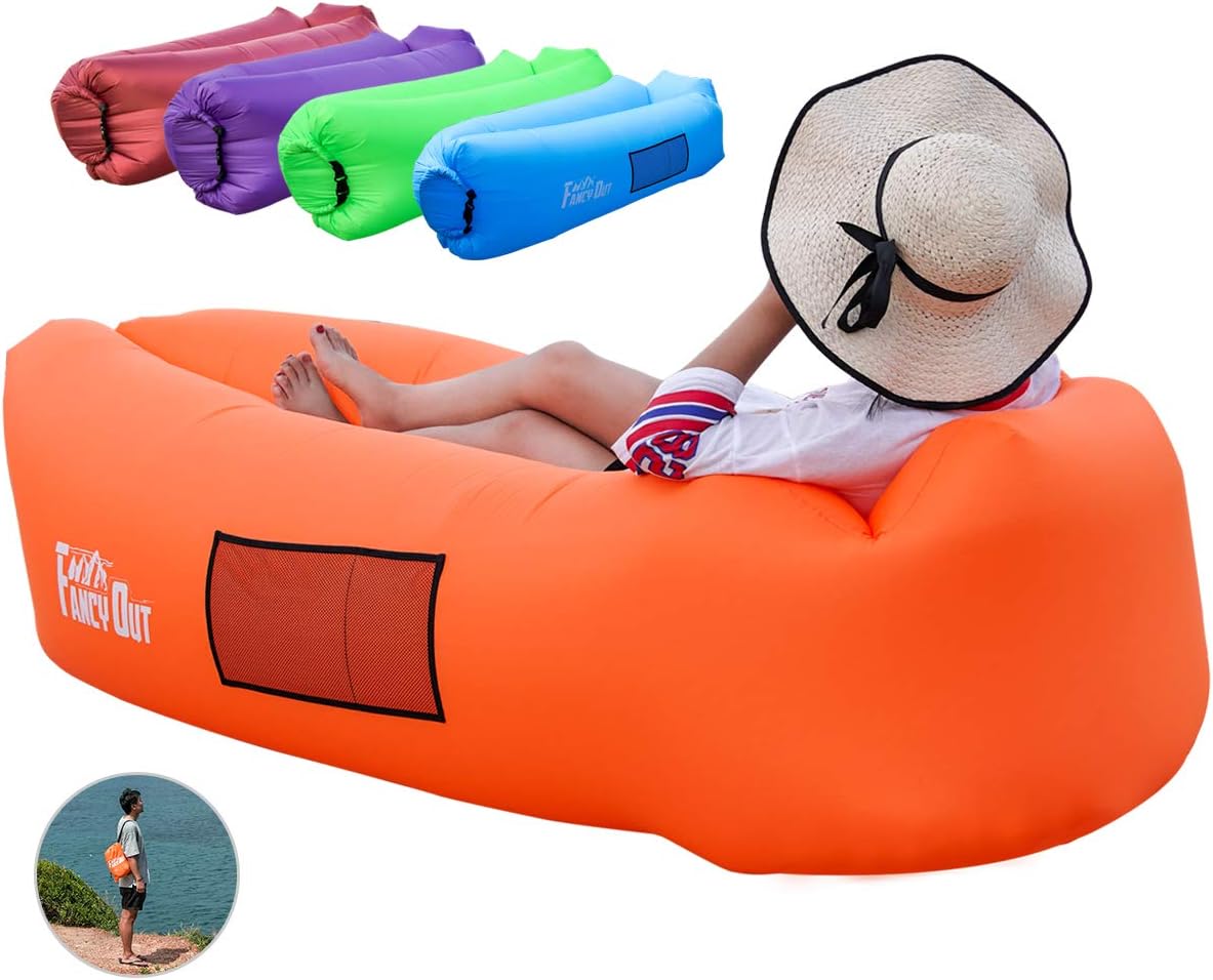 FANCYOUT Fast Inflatable Air Lounger, Portable Air Sofa