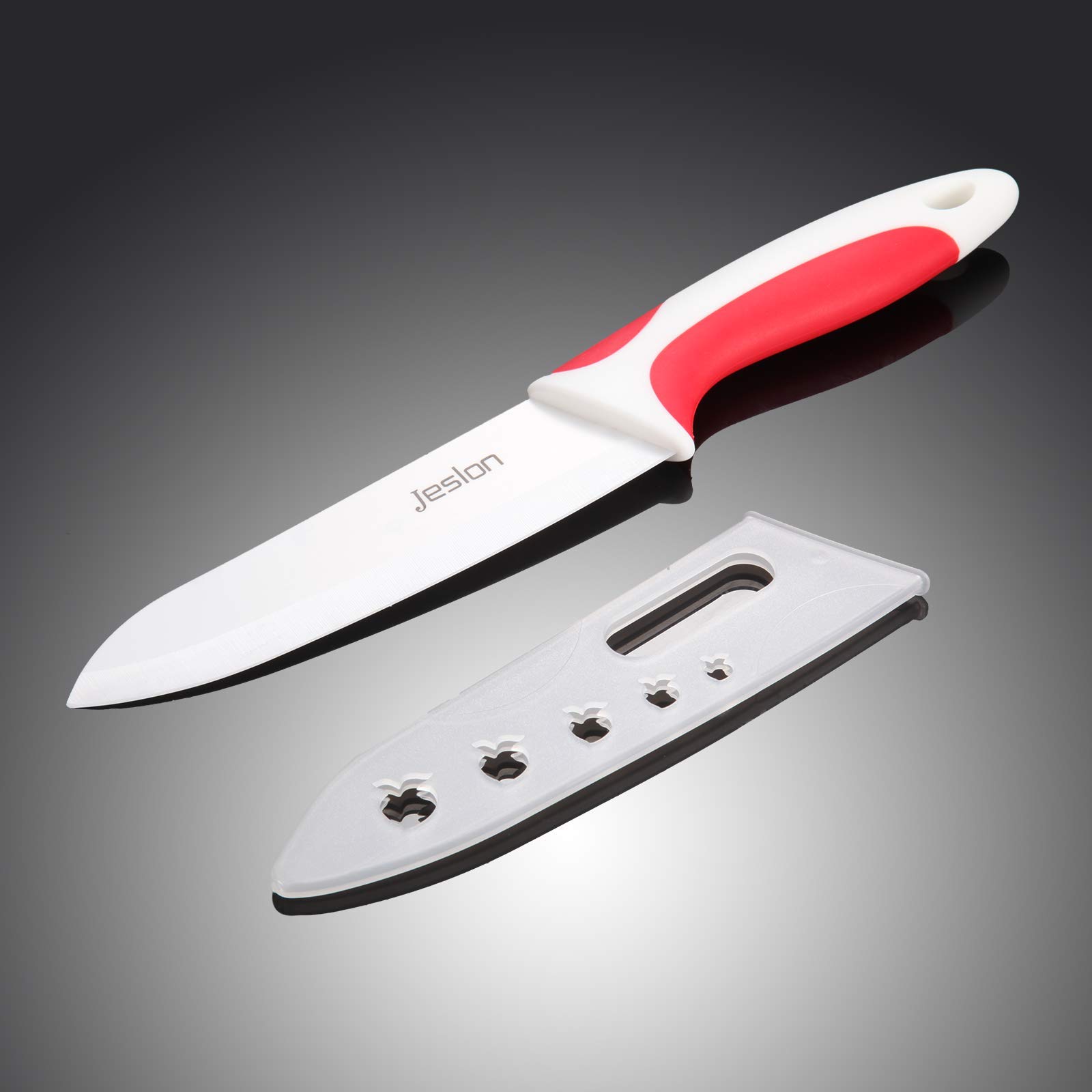 Jeslon Chef Knives Set, 4 Piece Multi Color Ceramic Knives, 3inch Paring Knife, 4inch Fruit Knife, 5inch Utility Knife, 6inch Chef Knife