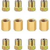 Tnisesm 12Pcs 7/16"-24 Threads Brake Line Fittings Assortment For 1/4" Brake Line Tube(4 Unions, 8 Nuts)