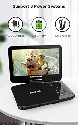 DBPOWER 12.5 Inch Portable DVD Player 10.5 Inch Swivel Screen USB SD AVI RMVB view 6
