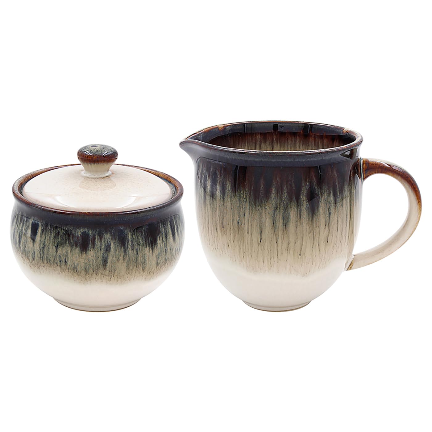 Lesser & Pavey Reactive Glaze Sugar & Cream Set | Milk Jug and Sugar Bowl Set Perfect for Breakfast or Tea Time | Milk and Sugar Set for All Type of Kitchens - Elements