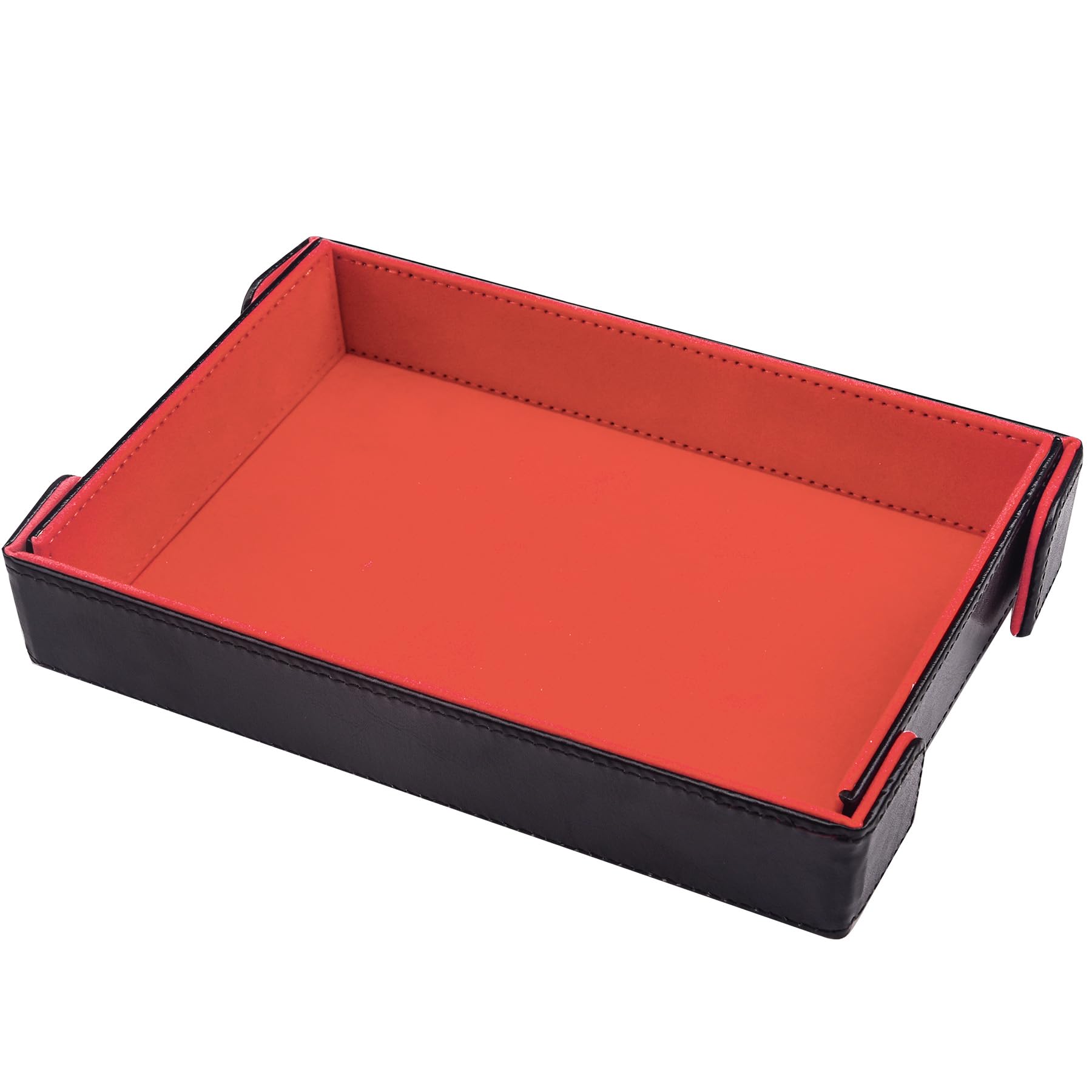SIQUK Magnetic Folding Dice Tray Rectangle Dice Rolling Tray PU Leather Trays Foldable Holder Rolling Mat Storage Box for D&D RPG Games, Orange