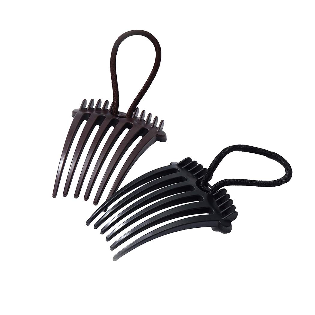 JONKY Resin Black Side Combs for Ponytail Holder Rubber Band Ponytail Combs Hair Accessories Hair Side Combs Heighten Hair Tools Work Party Gifts for Women and Girls (Pack of 2) : Beauty
