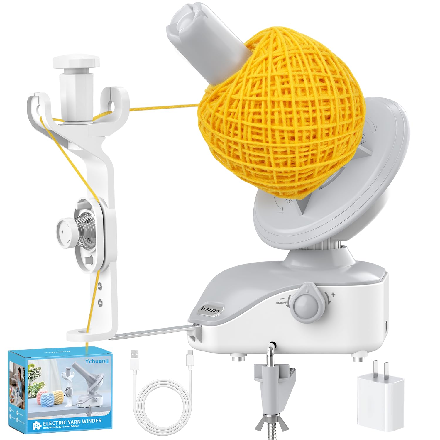 Electric Yarn Winder, 10oz Large Capacity Auto Yarn Spinner | Stepless Speed & Strong Tension, Compact Wool Winder for Knitti