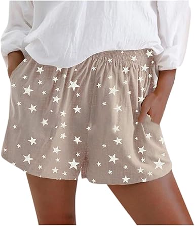 elastic waist shorts ladies