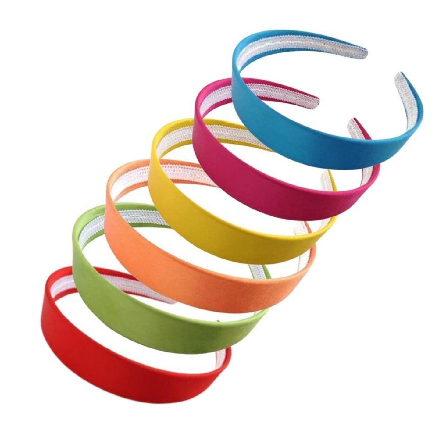 Topkids Accessories 6pc 2.5cm Wide Alice Headband Multipack, Various Designs & Styles For Girls, Ladies, Unisex Adults & Unisex Kids Hair (Shiny Bright Colour Mix Satin)