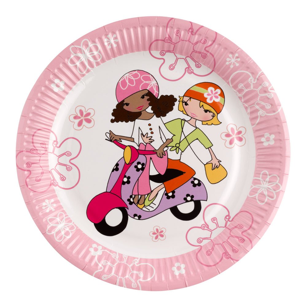 Neviti Scooter Girls-Plates-8, Wood, Multi-Colour, 23 x 1.5 x 23 cm