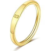 ZOERAY Gold Initial Rings for Women 14K Gold Plated Cute Stackable Letter Ring for Women Dainty Thin Capital Alphabet Pinky knuckle Stacking Rings Initial jewelry Gifts Size 6-10