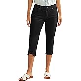 luvamia Jean Capri Pants for Women High Waisted Ripped Skinny Jeans Stretchy Denim Capris Cropped Jeggings with Pockets
