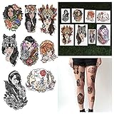 Tattify Cool Female Portrait Temporary Tattoos - Ladies Night (Set of 16 Tattoos - 2 of each Style) - Individual Styles Available - Fashionable Temporary Tattoos