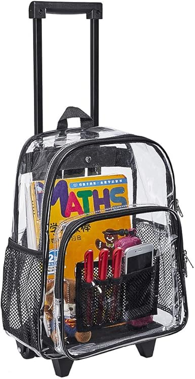 clear backpack with wheels