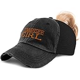 Ponytail Cap Women's Baseball Cap Embroidered Tennessee Girl United States Cotton