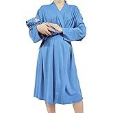 QTECLOR Mommy Robe for Maternity with Matching Swaddle Blanket Girls Boys, Delivery Labor Robe for Hospital Women Dress