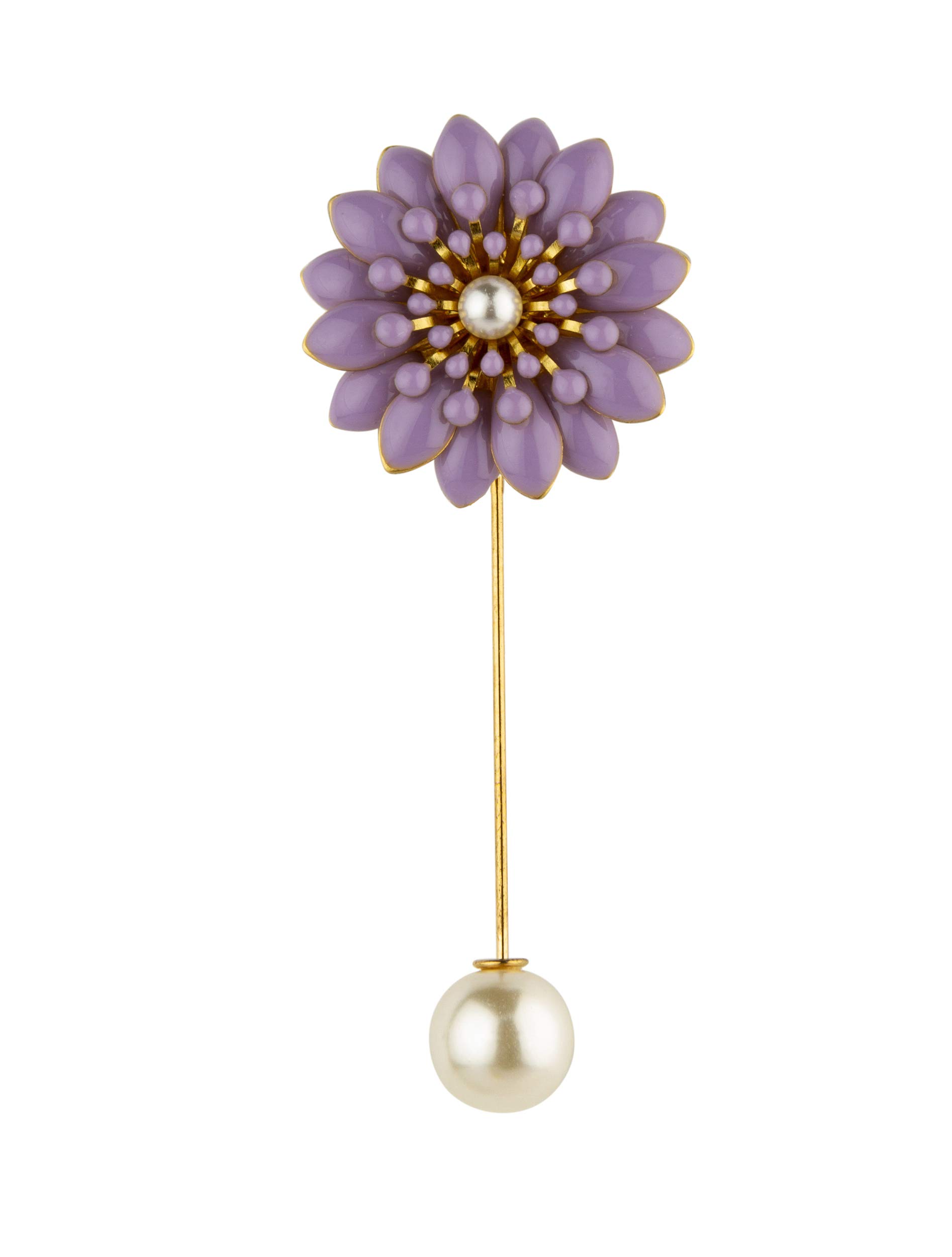 Brooch Lapel Pin for Men Flower with Pearl Tip Detailing Lapel Pin Badge Coat Suit Wedding Gift Party Shirt Collar Accessories