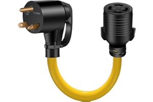 LAZMUMI 30 AMP Generator Transfer Switch Adapter Cord, Heavy Duty STW 10 Gauge NEMA TT-30P Male to L14-30R Female, 3 Prong to 4 Prong Generator Adapter Plug Twist Lock to House Inlet Box,1.5FT