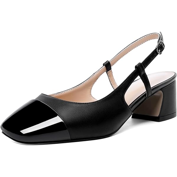 Amazon.com | Joseywade Women Cap Toe Slingback Low Block
