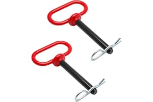 Bonsicoky 2Pcs Tractor Towing Hitch Pin and Clip, 1/2 x 4 Inch Trailer Gate Pin for Towing Tractor, RV, Truck, Boat, Car - Red Handle