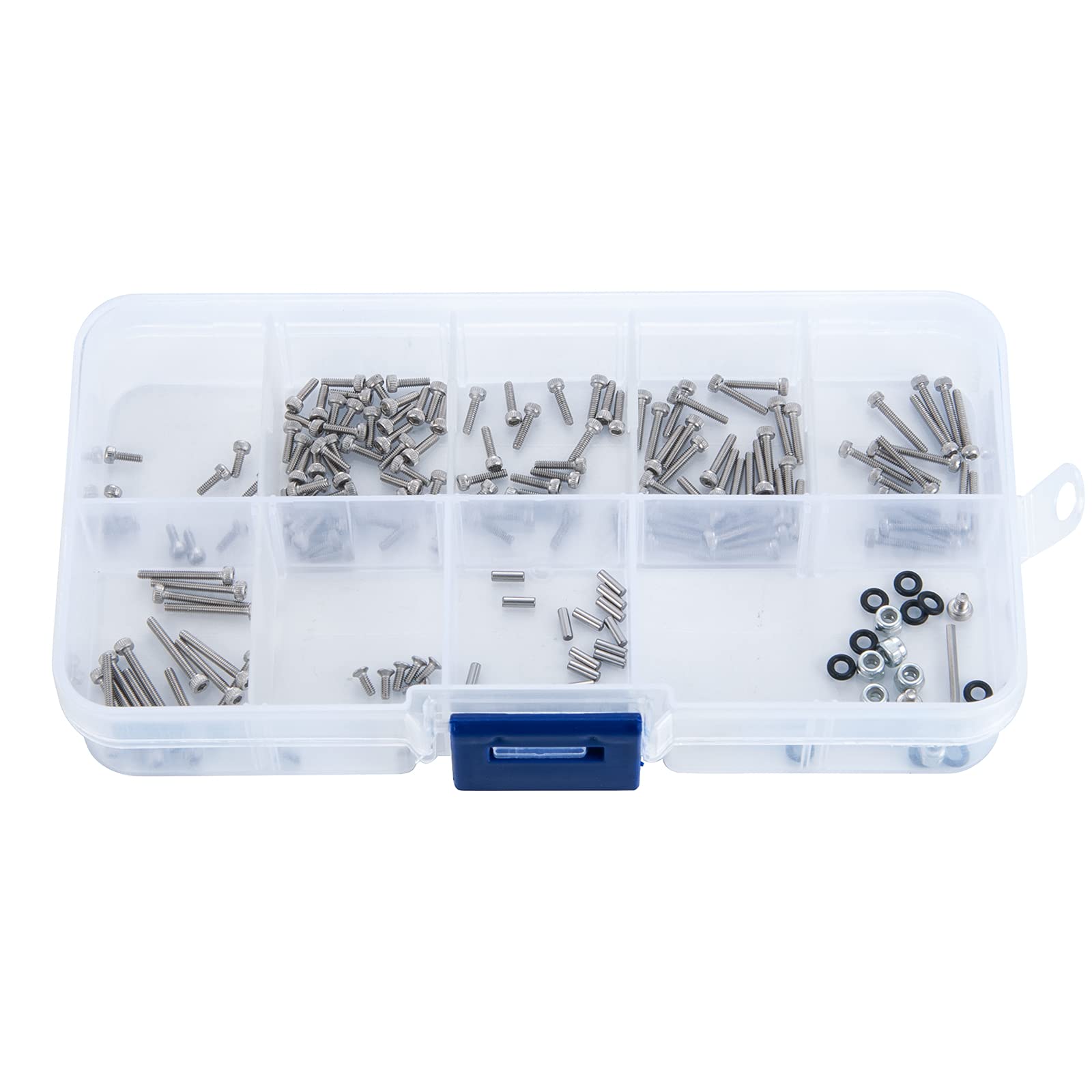 AXspeed 186pcs RC Screws Kit Metal M1.4 Screws Pin M2 Nut Box Set for 1/24th Axial SCX24 90081 AXI00001 C10 AXI00002 Crawler Car