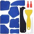 Caulking Tool, 12 Pieces Silicone Sealant Finishing Grout Tools Kit, Caulk Skirting Boards & Base Boards Replaceable Pads, for Bathroom Kitchen Sealing Hand Caulk Removal Tool (Blue)