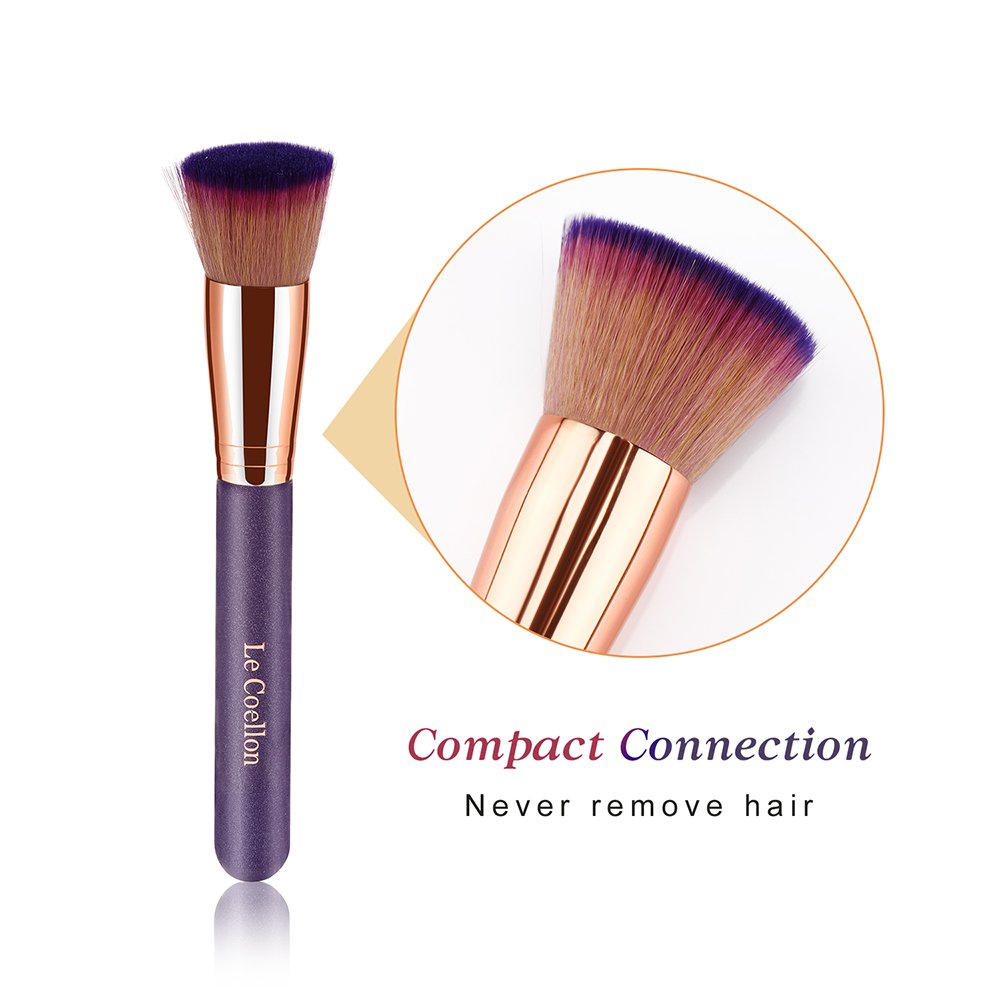 Le Coellon Antibacterial Makeup Brushes Set, 12PCS Premium Synthetic Face Foundation Powder Blending Blush Concealers Eyeshadow Eyebrow Eyeliner Lip Brush Kabuki Brushes Set with Carrying Case Purple