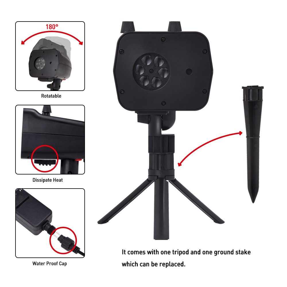 Ominilight 2 in 1 Laser and LED Projector Light，with Green&Red Laser and 4 LED Switchable Patterns, for Holiday, Party, Wedding, Disco