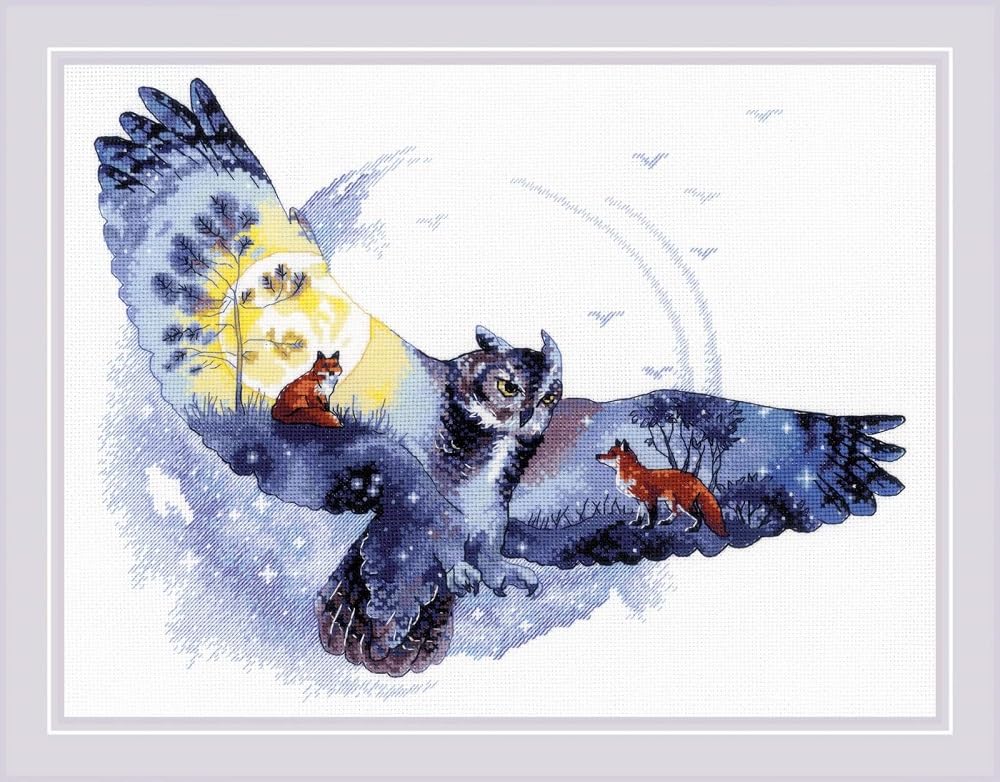 RIOLIS Counted Cross Stitch Kit 15.75 x 11.75 inches - in The Night Forest (14 Count) - R1954