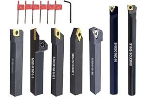 MABUARN Turning Holders 7 Sets 5/8" Shank Lathe Turning Tool Holders with Indexable Carbide Inserts for Turning Boring Grooving Cutting Threading