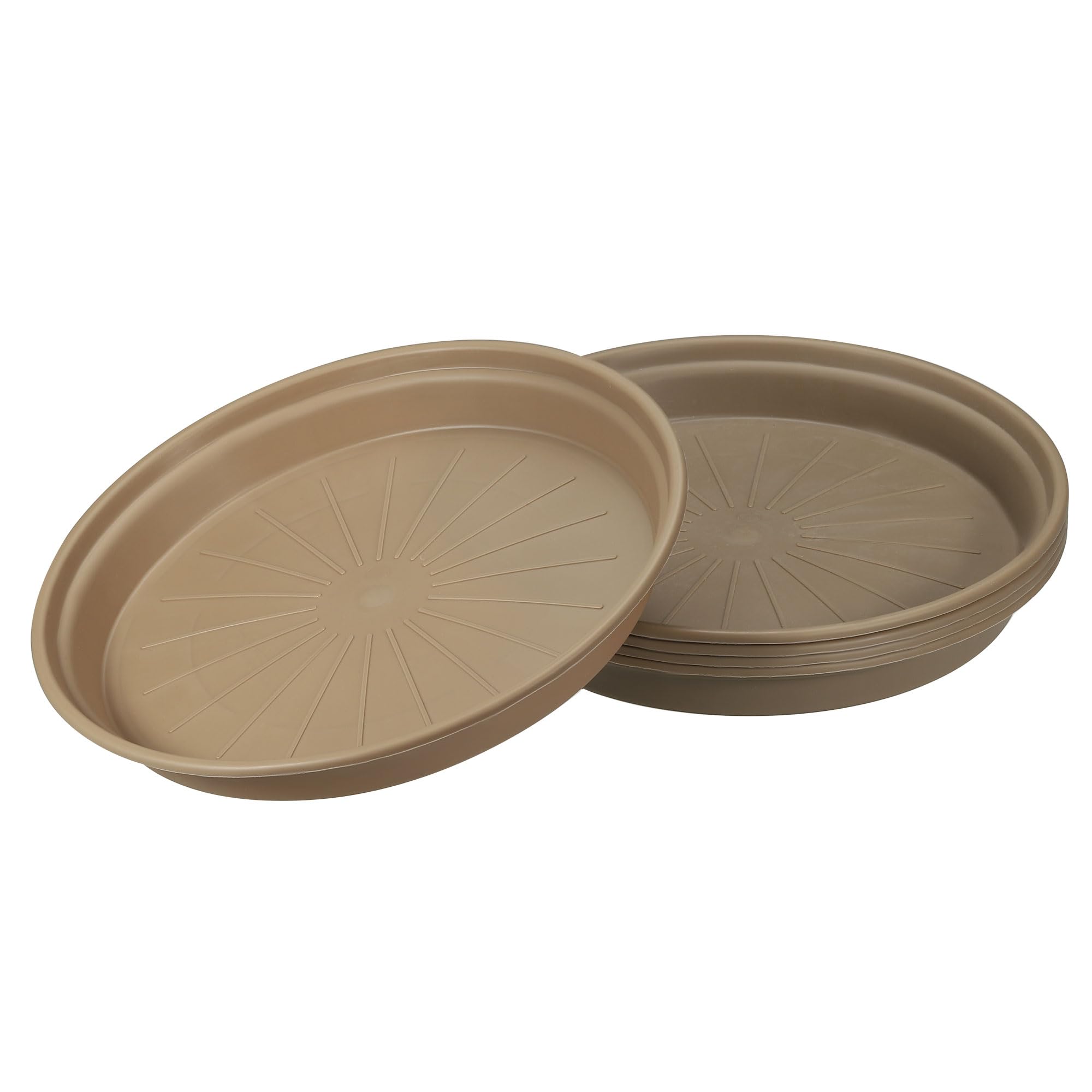 M METERXITY 5 Pack Planter Saucers - Plastic Plant Tray Flowerpot Drip Trays Round Apply to Outdoor/Garden (10 Inch/ 26cm, Dark Brown)