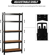 GadgetHaven 5 Tier Garage Shelving Unit Heavy Duty Steel 90x40x180 cm Black view 4