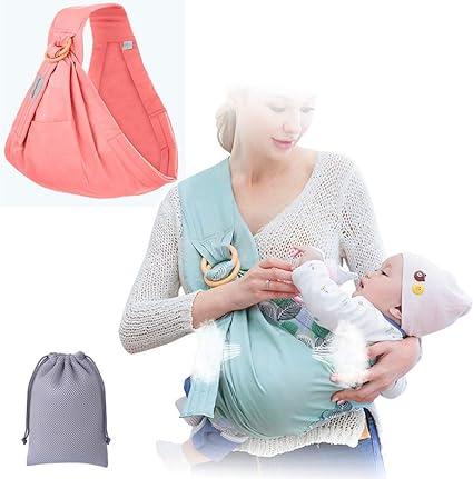 Amazon ベビースリング スリング 新生児から 前抱きタイプ 最大荷重kg 赤ちゃん サイズ調整可能 軽量 持ち運び便利お出かけ 通気性抜群 使いやすい 片肩 0 3歳幼児対応 パパママ兼用 収納ポーチ 粉色b スリング ベビー マタニティ 通販