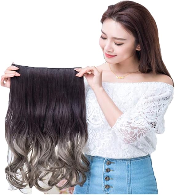 Amazon Eugo エクステンション カラー レディース 50cm 襟足ウィッグ ロング カールワンタッチウィッグ 自然 耐熱 ボリューム ハーフウィッグ つけ毛 グレー ハーフウィッグ 通販