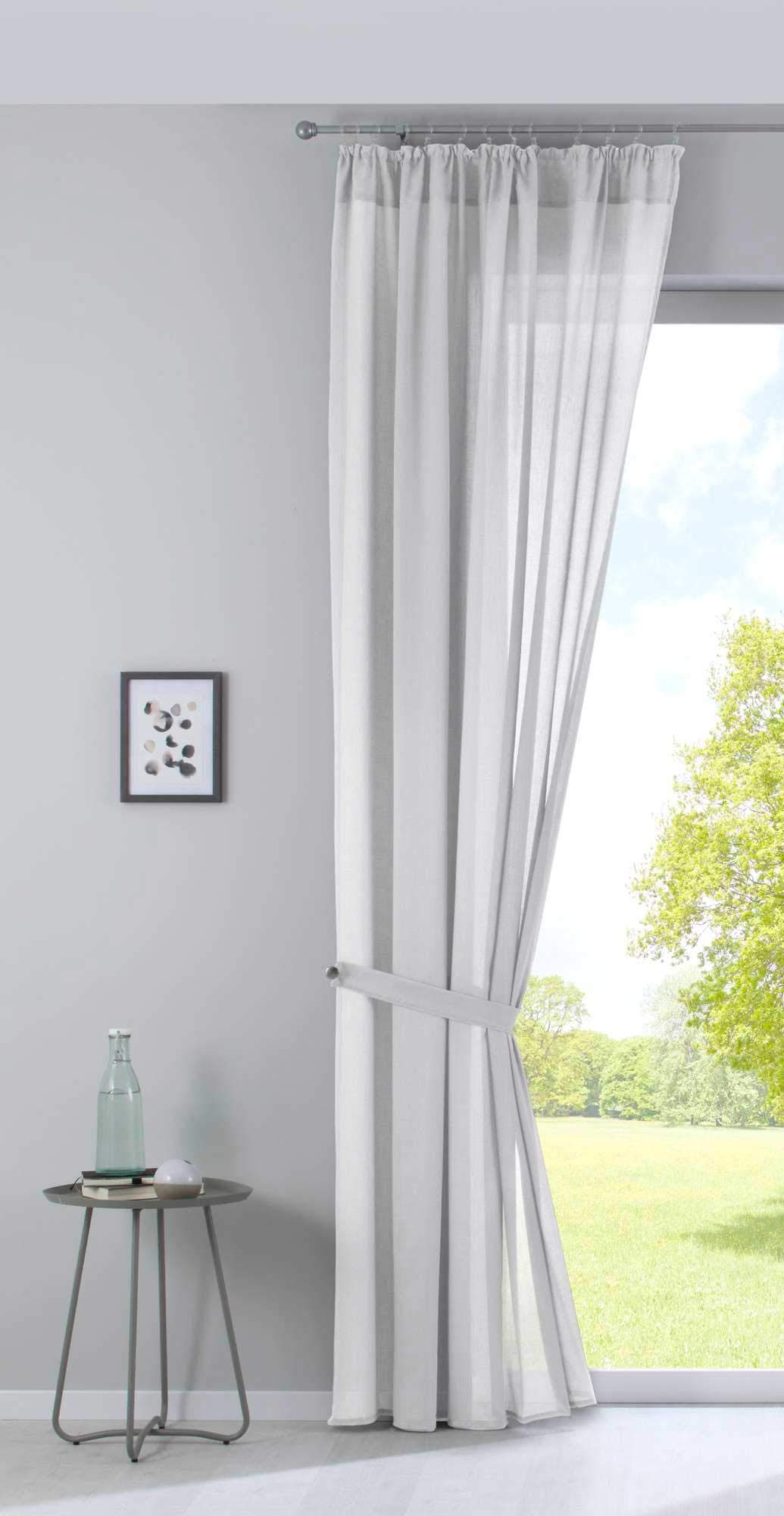 Gardinenbox Nizza Net Curtain Cotton Voile Half Voile Transparent Net Curtain with Tape and Tunel Pull 100% Polyester Cream 254 x 135 cm