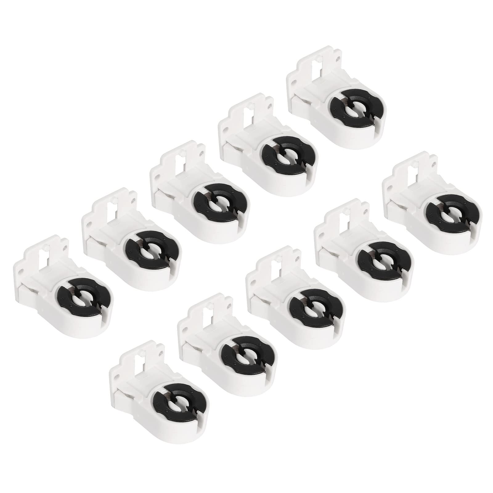 PATIKIL T8 Fluorescent Light Holder, 10 Pack Non-Shunted Lamp Socket G13 Base for LED Fluorescent Tube Replacement, White Black