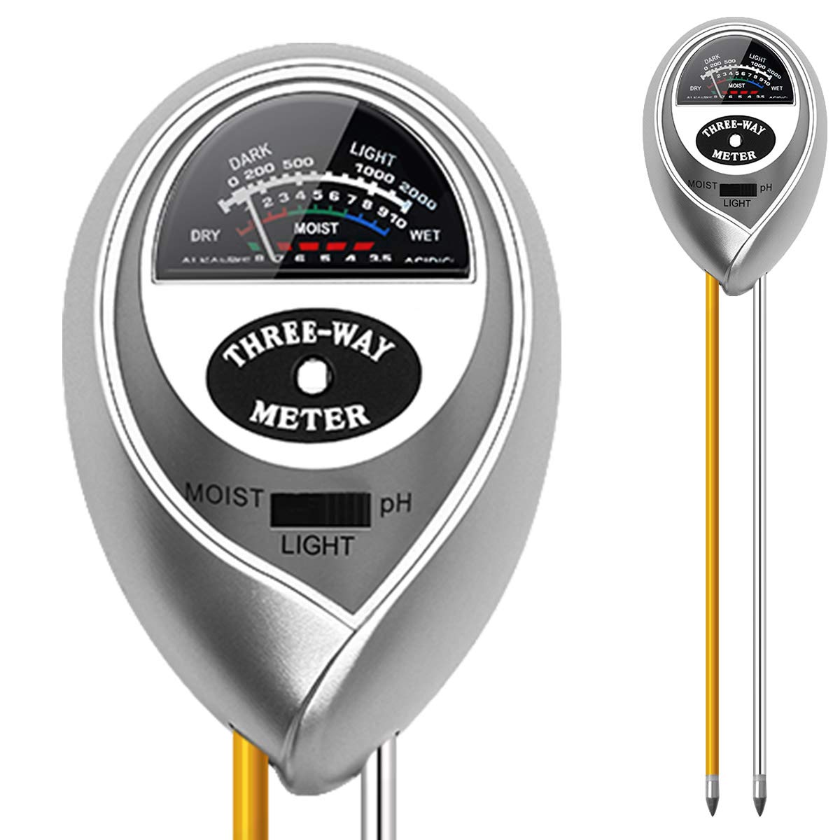 INKERSCOOP Soil Test Kit 3 in 1 Soil Test Tool Soil Moisture Light and PH Test Meter Soil Test Kit for Lawns Grass Gardens Farm (No Battery Needed)