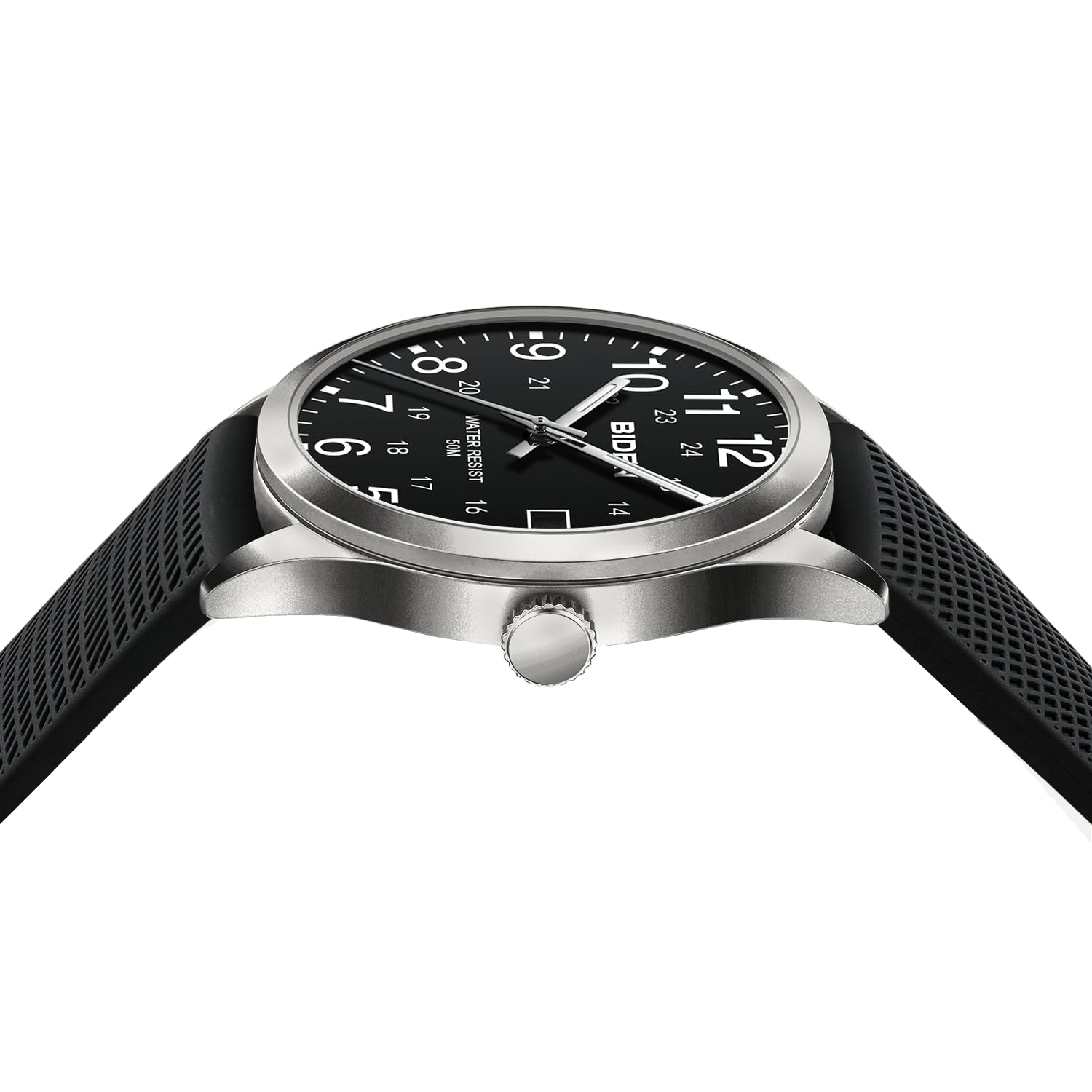 LN LENQIN Herren Analog Uhren 30M Wasserdicht Krankenschwester Uhren mit Nylon Bands für Männer Licht einfache Feld Uhr mit Datum Leichter Leser -Silber Schwarz