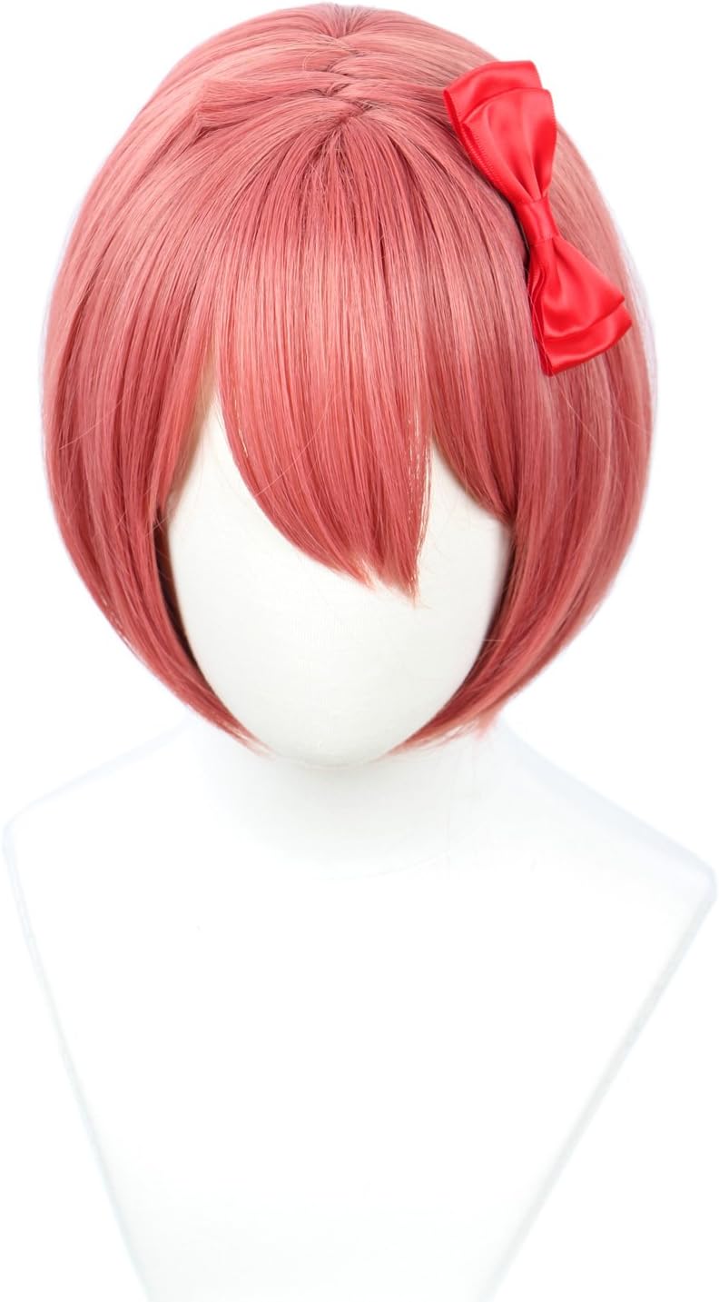 Linfairy Halloween Cosplay Wig For Women with red bow, 35 cm x 5 cm