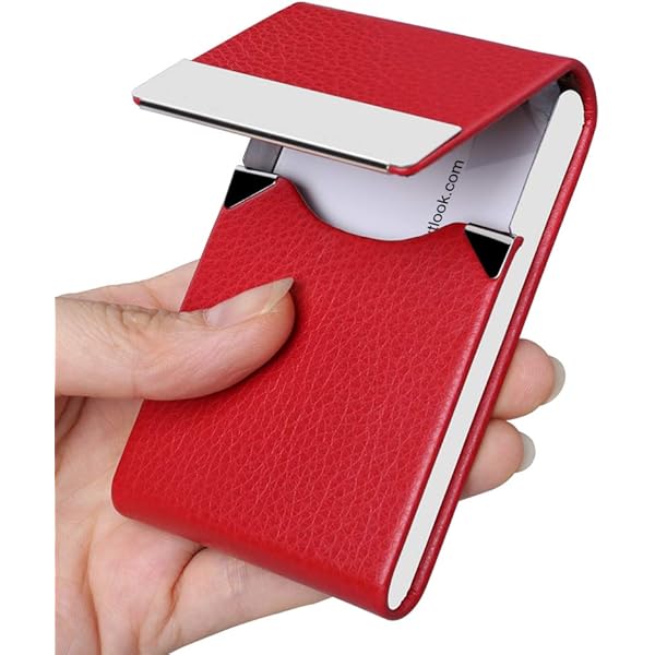 AI-DEE PU Leather Business Card Case - Magnetic Clasp RFID Blocking Card Holder In Blue