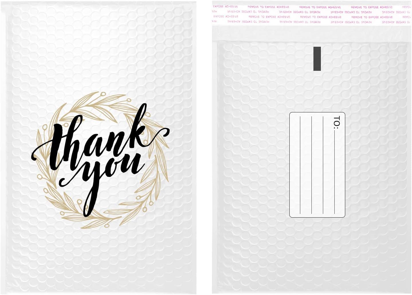 Yomuse 25pcs Padded Envelopes, 180mm x 260mm (7.1x10.2 Inch) Thank You Poly Bubble Mailers Self Seal, Waterproof Postal Bags for Mailing/Packaging (Thank You, White)