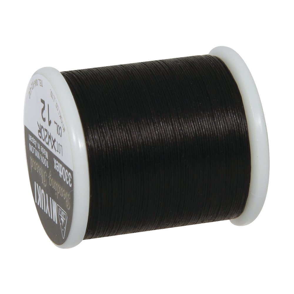Rayher Beading Thread for Seed Beads with a Diameter of 0.27mm, Fine Nylon String for Jewellery Making, black, 50m, 89300576