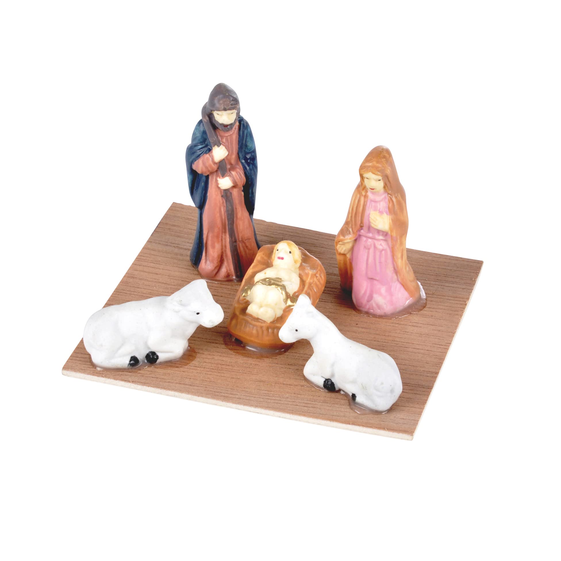 AUTOUR DE MINUIT Scene Nativite 5 Porcelain Figures Height 5.5 cm on Base