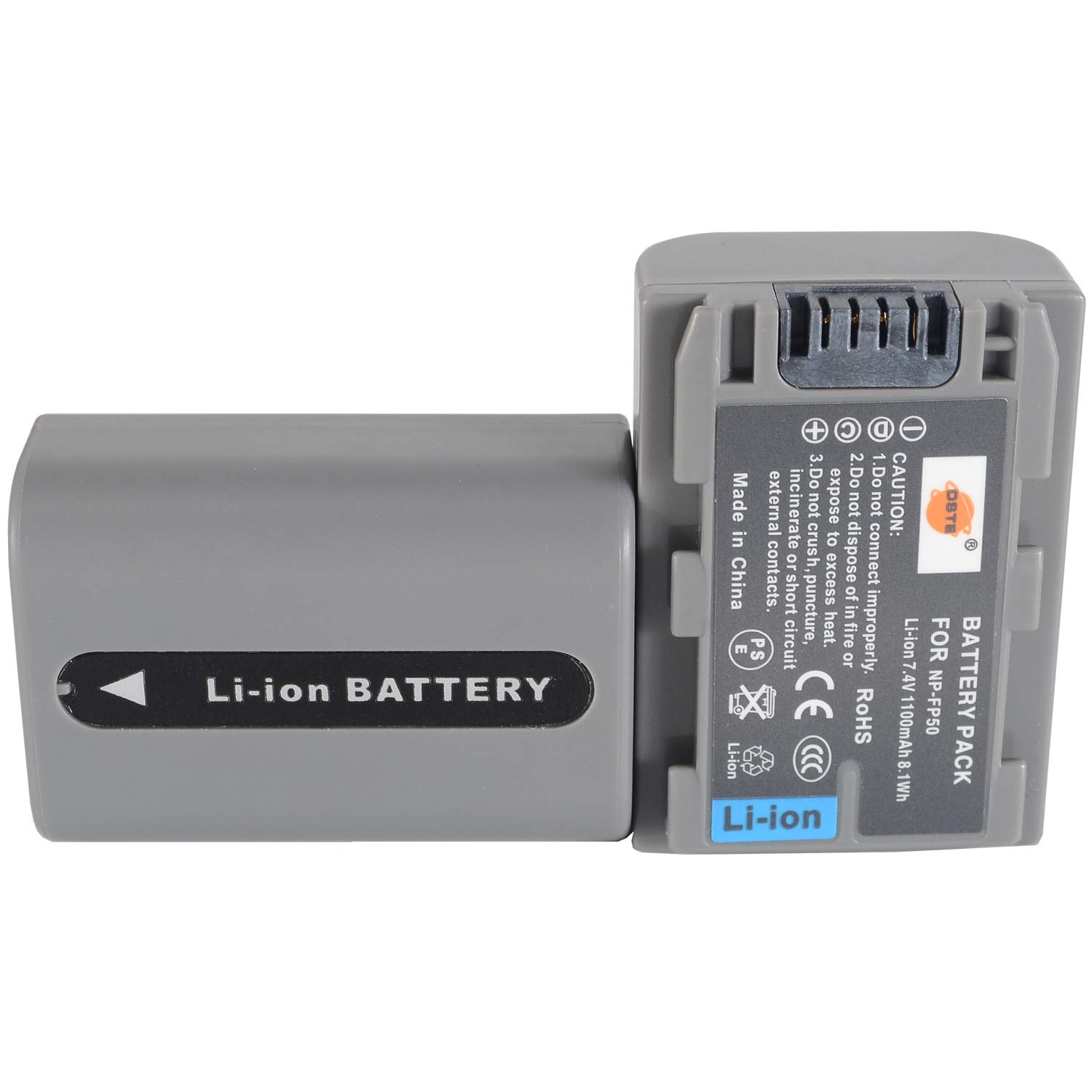 DSTE 2PCS NP-FP50 (1100mAh/7.4V) Battery Compatible for Sony NP-FP30, NP-FP60, NP-FP70, NP-FP71, DCR-DVD203E, DCR-DVD205, DCR-DVD205E, DCR-DVD304E, DCR-DVD305_AB